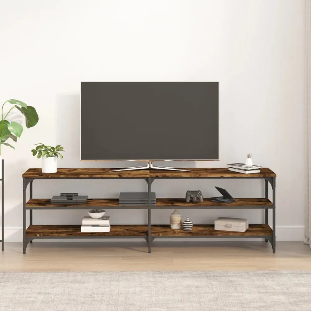 füstös tölgy színű szerelt fa TV-szekrény 160x30x50 cm