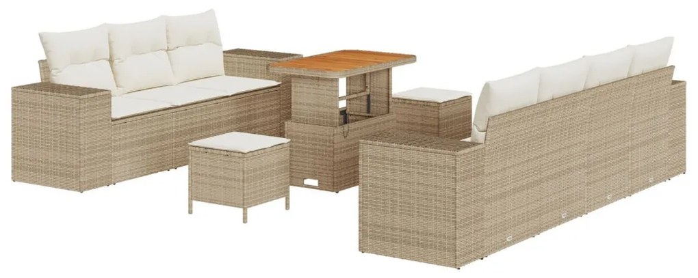 Kerti Kanapé Szett 10 pcs Beige és krém 90 x 55 x 71 cm