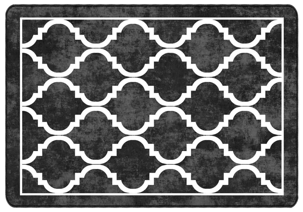 fekete-fehér mosható csúszásgátló szőnyeg 160 x 230 cm