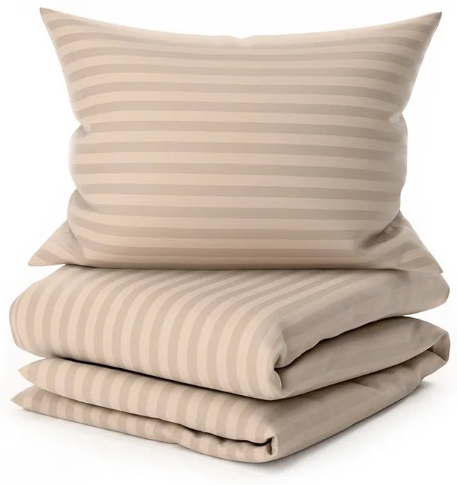JASMINE bézs - 2 cm csíkos mikroszálas hotel ágyneműhuzat Ágyneműhuzat mérete: 70 x 90 cm | 140 x 220 cm