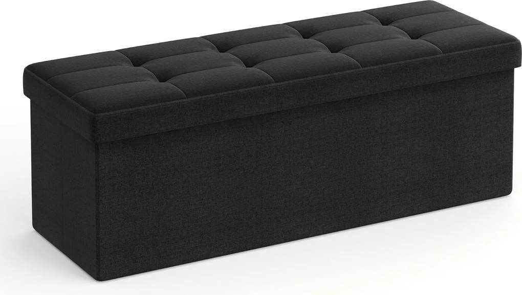 tárolós ülőke – összecsukható pad, 38 × 110 × 38 cm, tintafekete színben