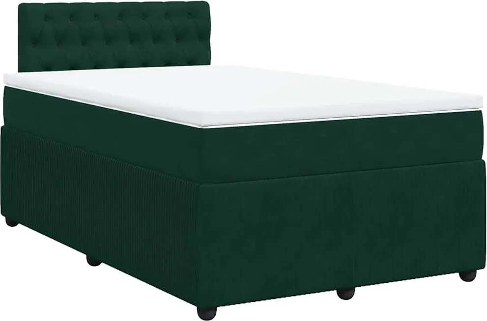 vidaXL sötétzöld bársony rugós ágy matraccal 120x190 cm