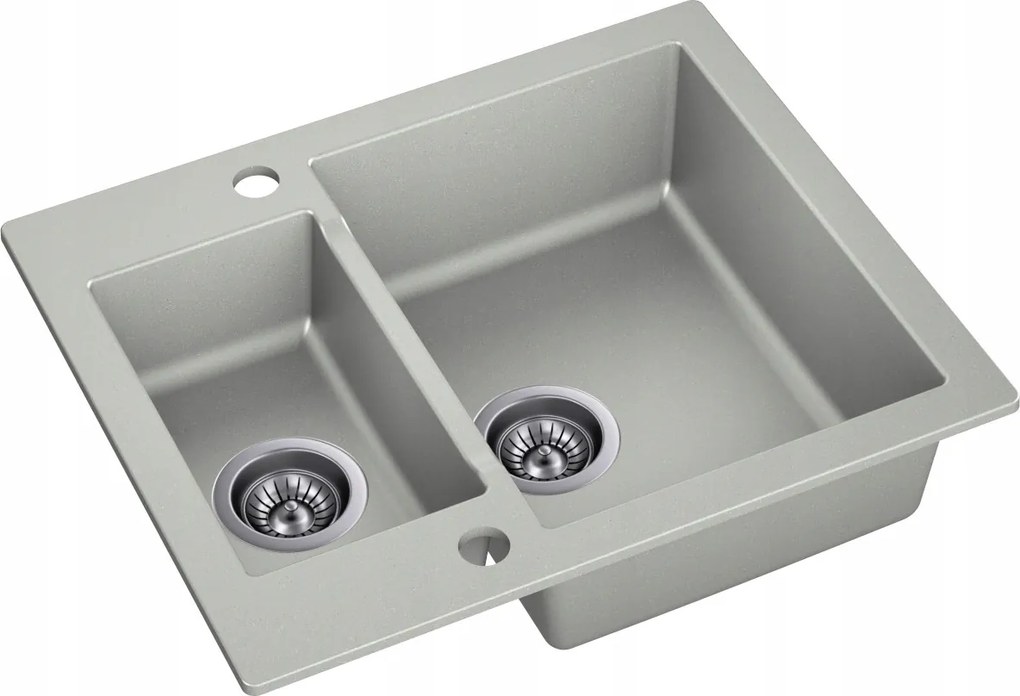 Konyhai Mosogató Gránit Annie 80 Szürke Két Rekeszes Szifonnal