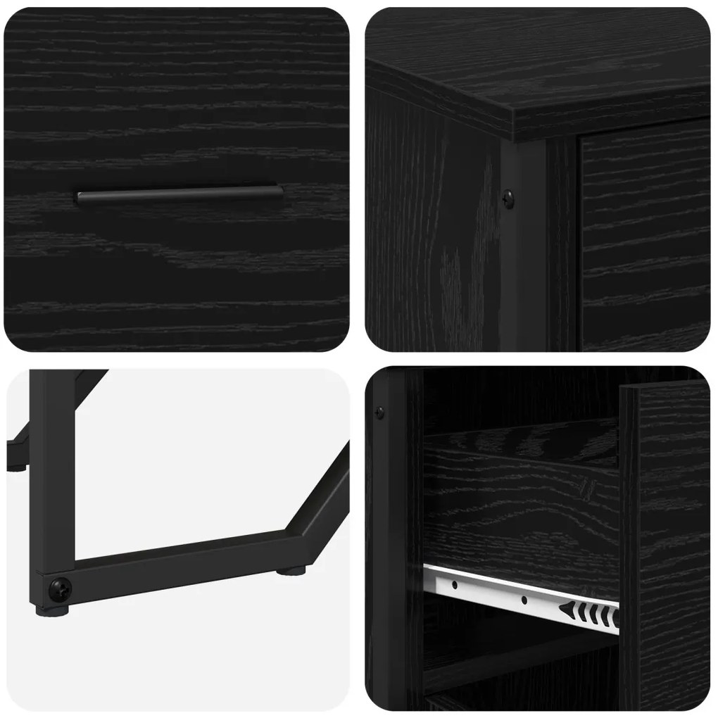 Oldalszekrény Fekete tölgy 97x32.5x74.5 cm Engineered Wood