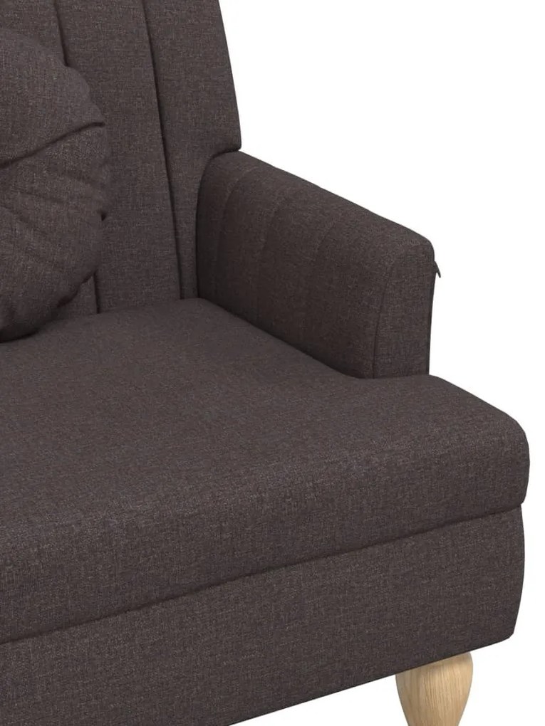 sötétbarna szövetpad párnákkal 113x64,5x75,5 cm