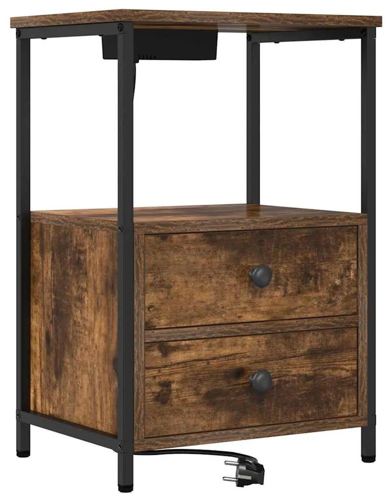 vidaXL Éjjeliszekrény 2 pcs Füstölt tölgy 40 x 31 x 60 cm Faanyag