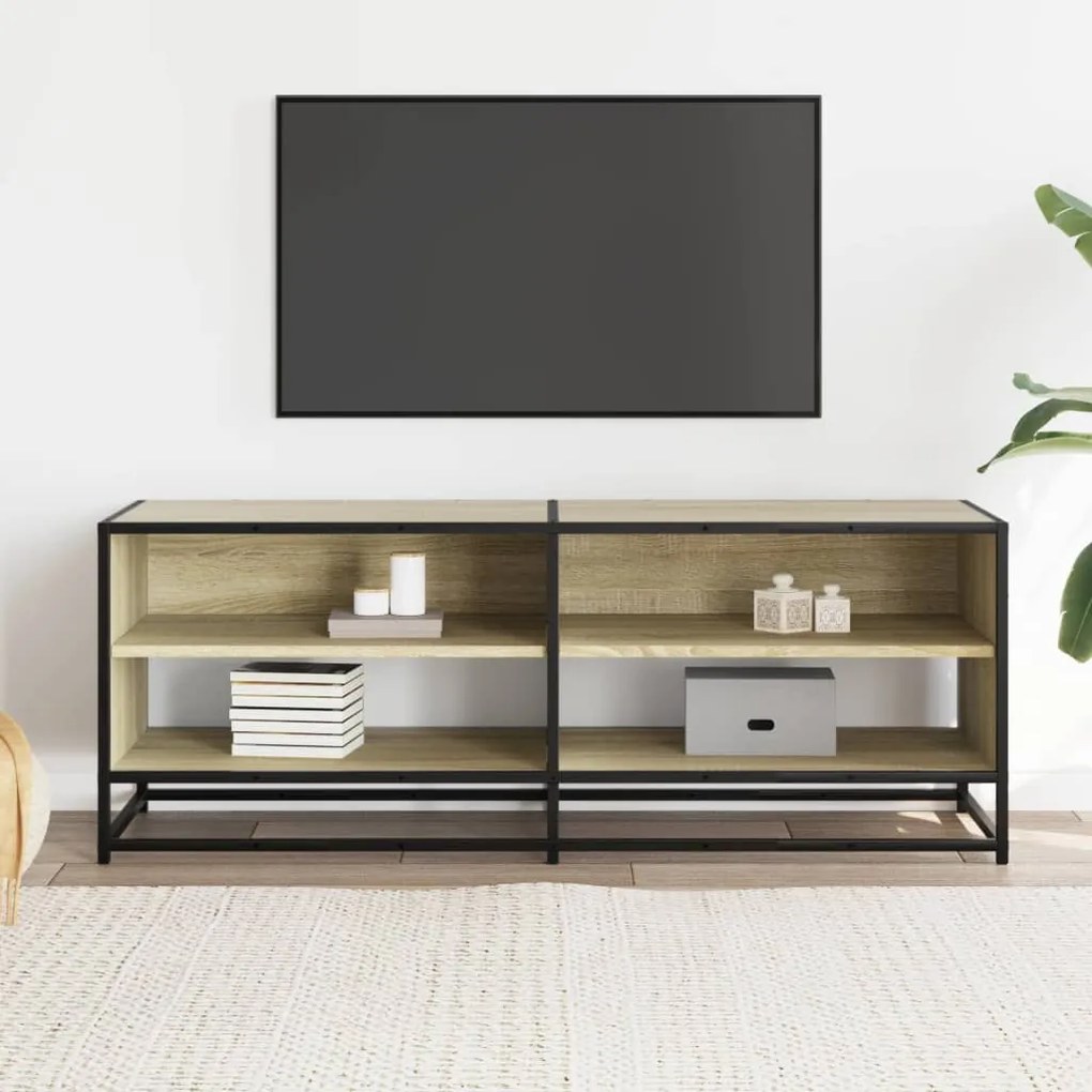 sonoma tölgy színű szerelt fa és fém TV-szekrény 120,5x40x46 cm