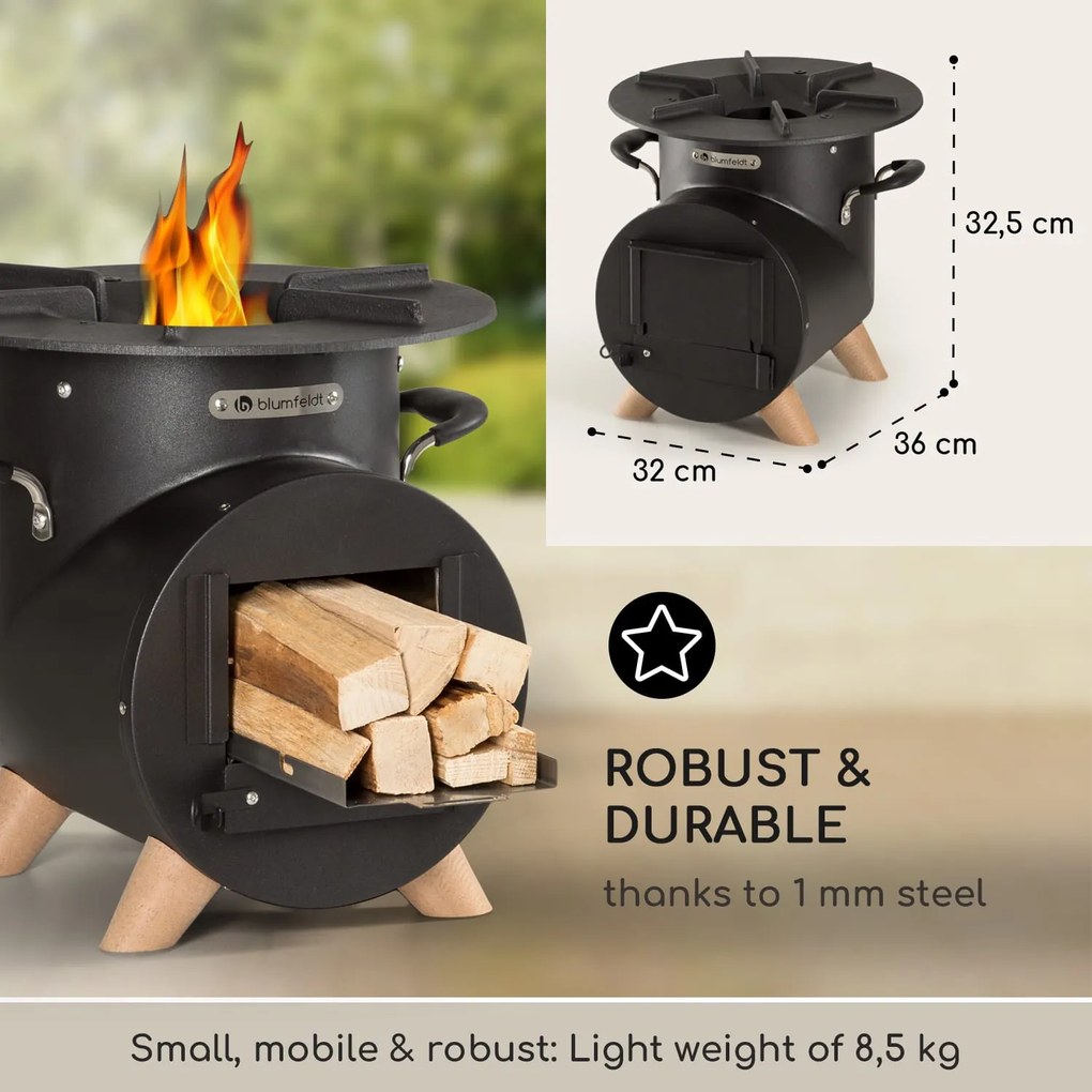 Oshima Rocket Stove Camping Stove környezetbarát mobil acél
