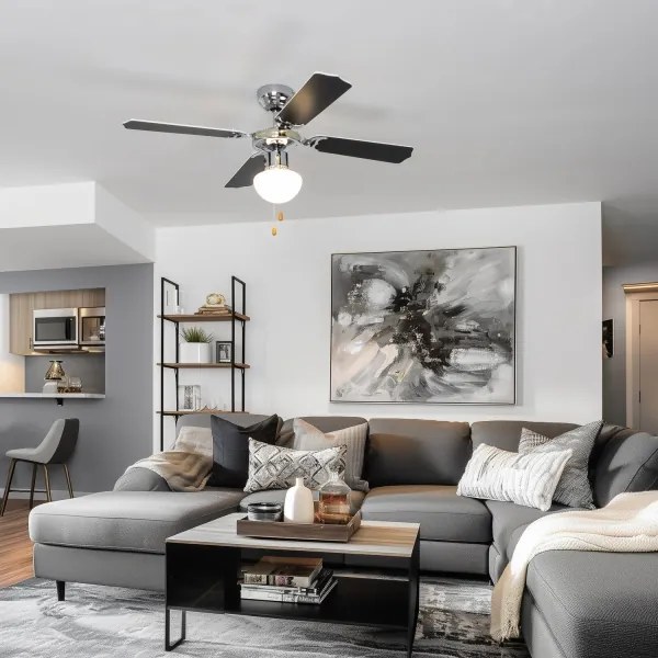 ZEVENTI - Mennyezeti ventilátor NAVAGIO 1xE27/60W/230V fekete/fehér