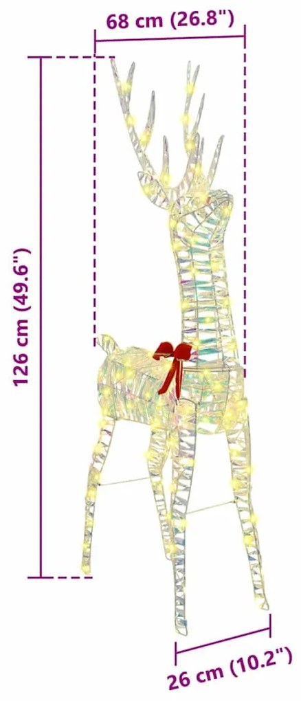 3D rénszarvas 140 LED-del Meleg fehér 128 cm PET