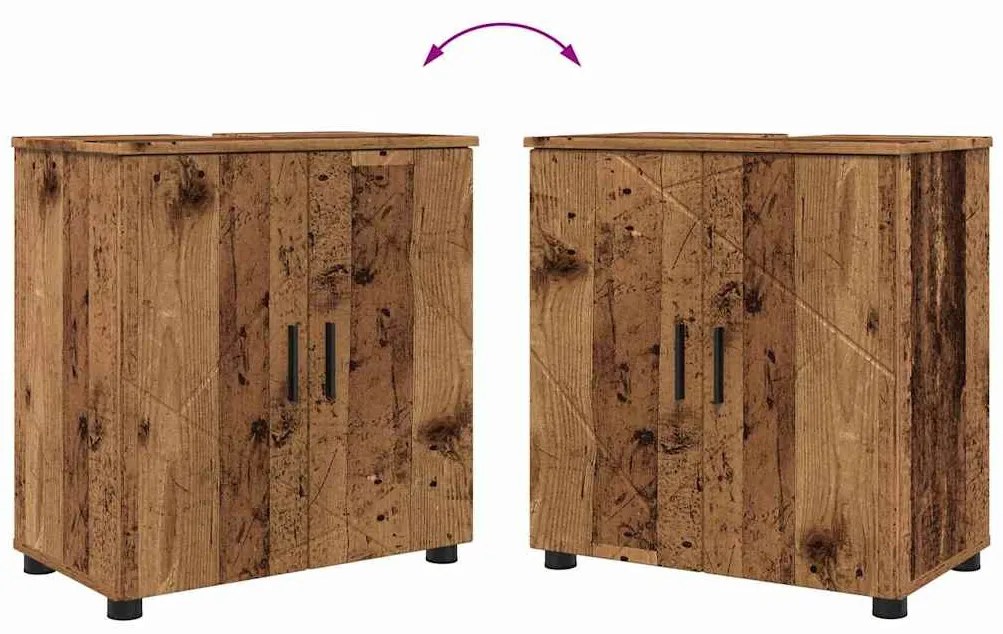 Fürdőszoba bútor szett 2 pcs Régi fa 61 x 35 x 64 cm Faanyag
