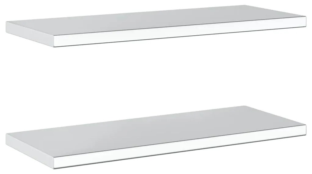 2 db ezüstszínű rozsdamentes acél fali polc 75 x 30 x 3 cm