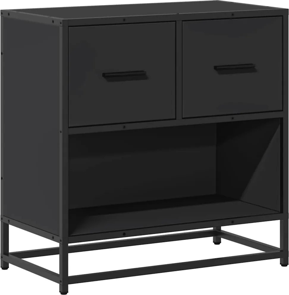 vidaXL fekete színű szerelt fa és fém éjjeliszekrény 60 x 31 x 60 cm