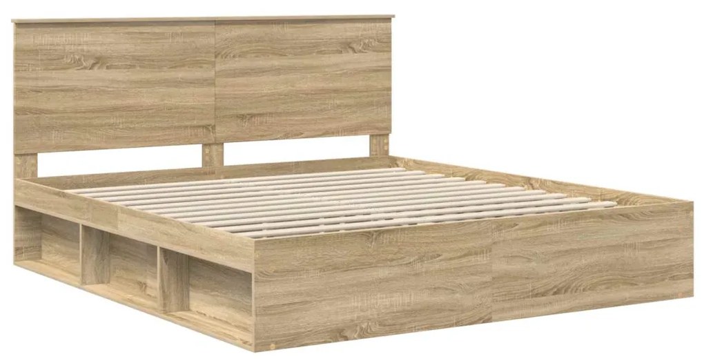 vidaXL Ágykeret fejtámlával Sonoma 200 x 200 cm Tömör fenyőfa