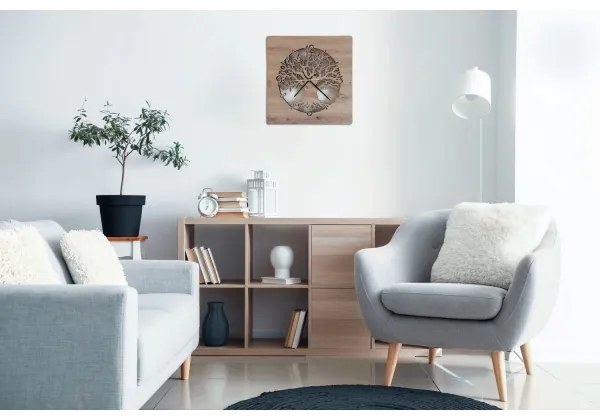 Li-Go 23537/DUB2 - LED Fényerőszabályozható óra LED/10W/5V 20000 mAh 42x42 cm tölgy + távirányító