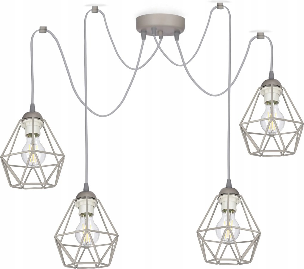 Mennyezeti lámpa függeszték csillár Pók Drót Diamond 4 Szürke loft lámpa
