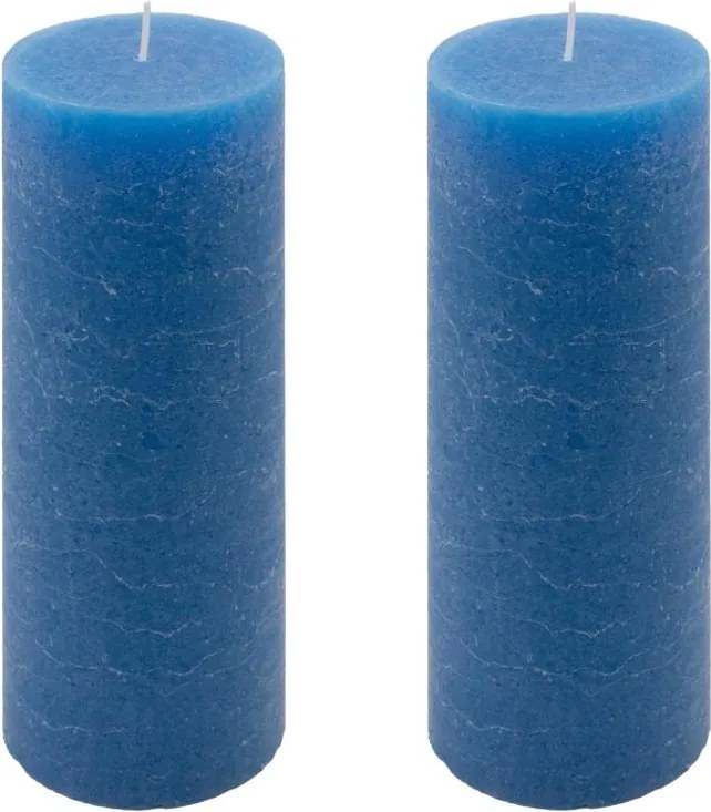 Rusztikus gyertya készlet 20 cm Ø 7,5 cm 2 db kék