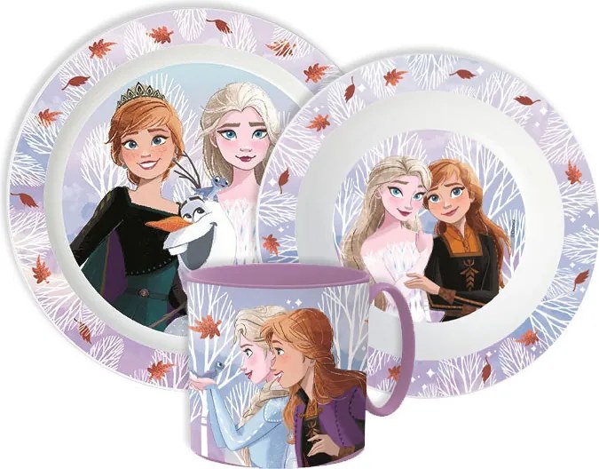 Disney Jégvarázs Autumn Leaves étkészlet, micro műanyag szett bögrével 265 ml