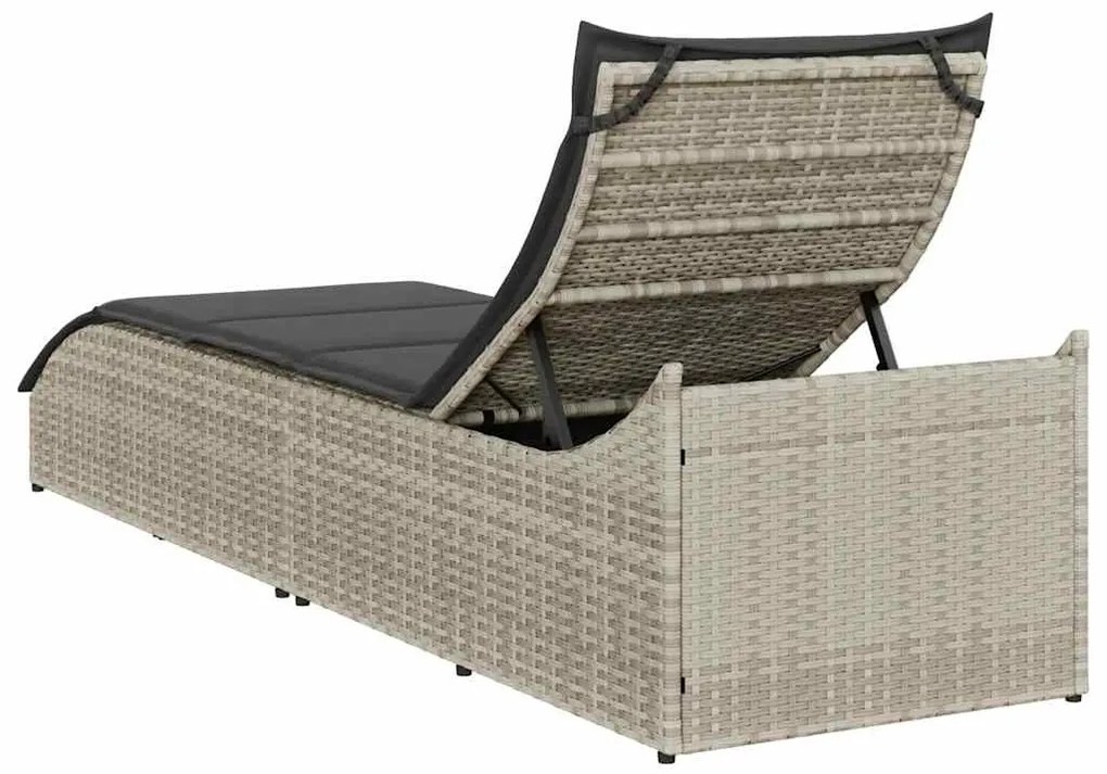 összecsukható napozóágy párnával és tárolóval polyrattan