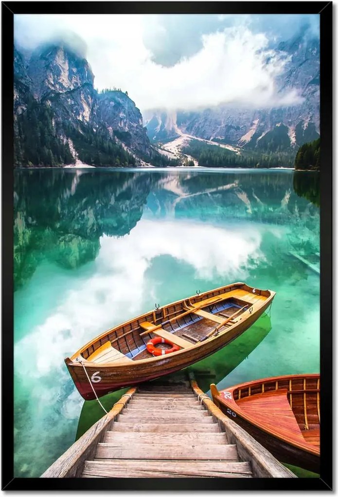 Poszterek keretben 40x60 Csónak a hegyi tavon
