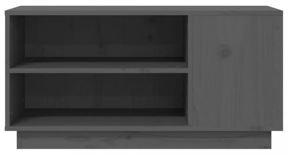 szürke tömör fenyőfa TV-szekrény 80 x 35 x 40,5 cm