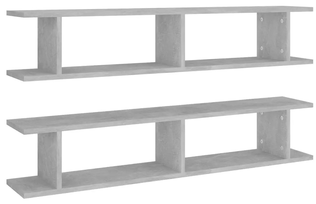 2 db betonszürke forgácslap fali polc 105 x 18 x 20 cm