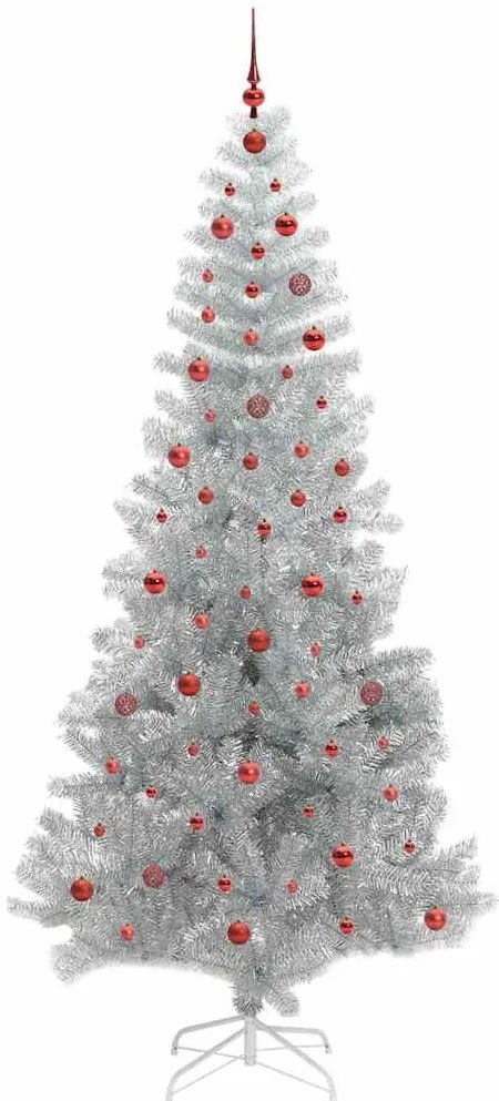 Karácsonyfa 300 LED-del állvánnyal Ezüst 240 cm PET