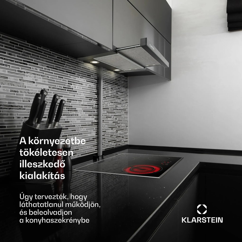 Klarstein Vinea, beépíthető páraelszívó, lapos konstrukció, 60 cm, fekete