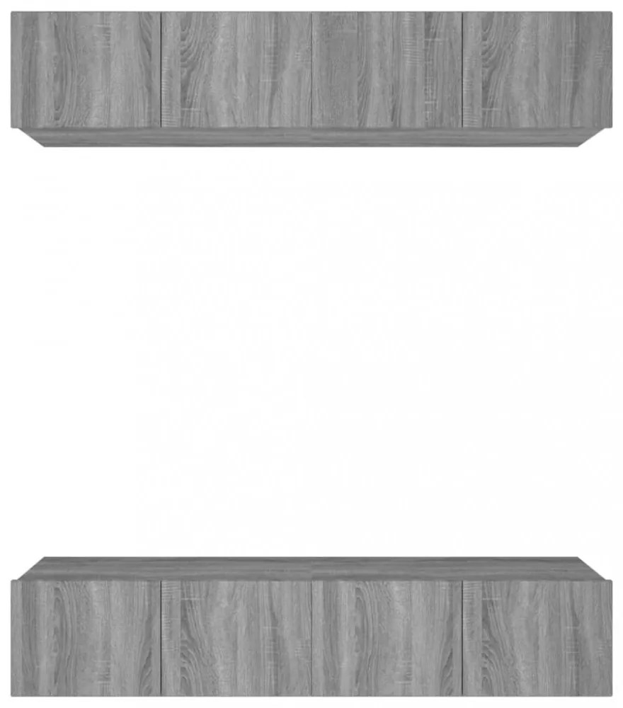 4 db szürke sonoma színű szerelt fa TV-szekrény 80 x 30 x 30 cm