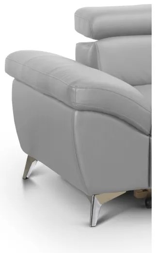 Bőrkárpitos, jobbos, L-alakú SALERNO II sarokkanapé, szürke