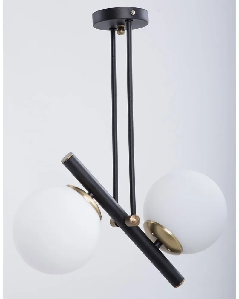Fekete-fehér mennyezeti lámpa üveg búrával ø 15 cm Libra – Squid Lighting