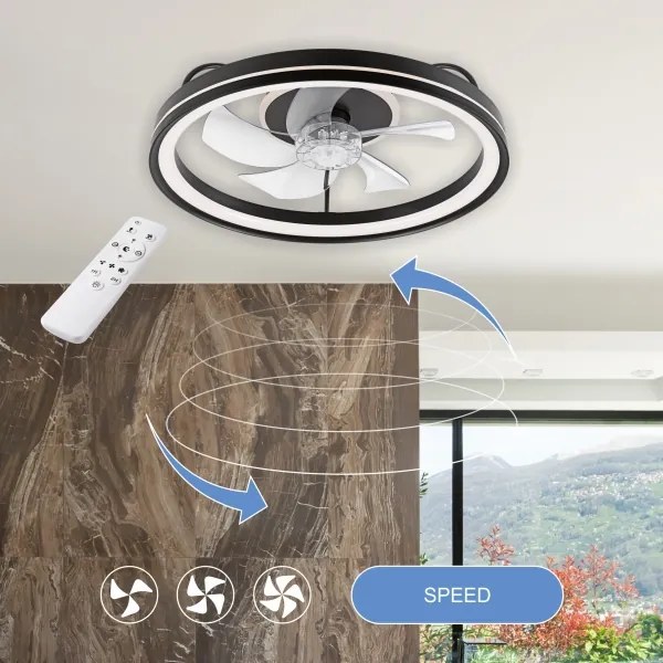 LED Mennyezeti lámpa ventilátorral FARGO LED/37W/230V fekete + távirányító