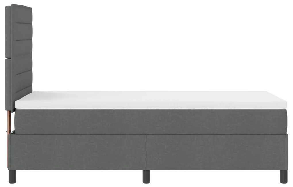 Rugós ágy matraccal és LED világítással, sötétszürke, 90 x 190 cm, szövet
