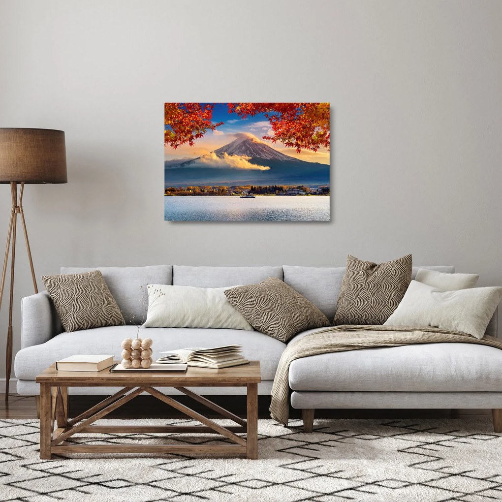 Kép - japán, Fuji hegy (üvegen) (70x50 cm)