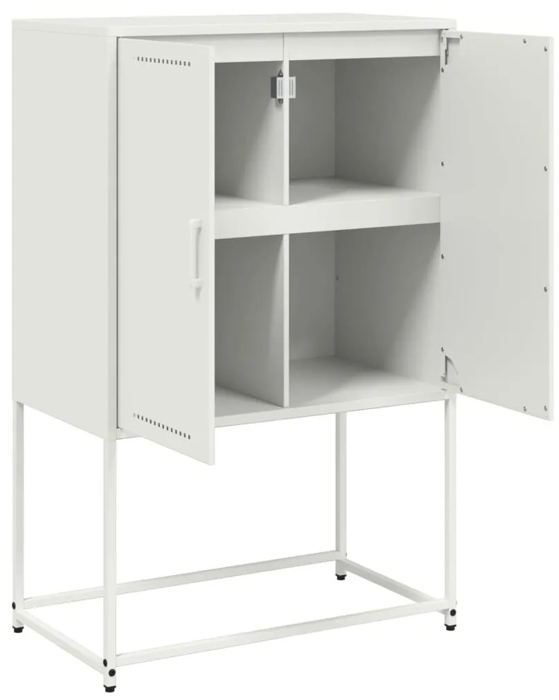 fehér acél magasszekrény 68,5 x 38,5 x 107 cm