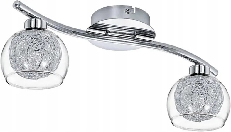 Fali lámpa plafon 2 pontos krómozott acél üveg modern világítás