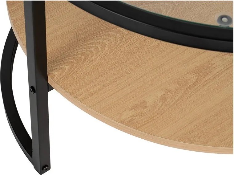 Fekete-natúr színű kerek dohányzóasztal tölgyfa dekorral ø 68 cm Zanu – Bonami Essentials