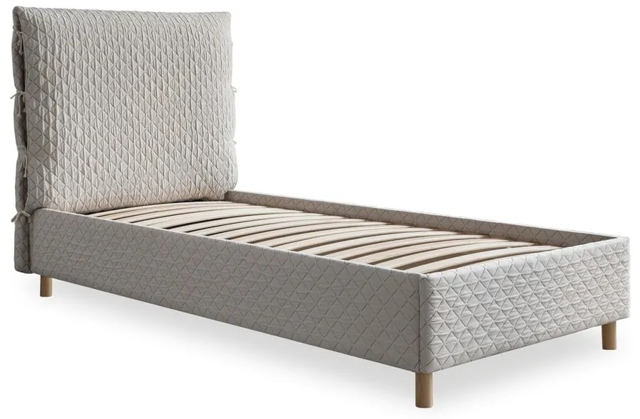Bézs kárpitozott egyszemélyes ágy ágyráccsal 90x200 cm Sleepy Luna – Miuform