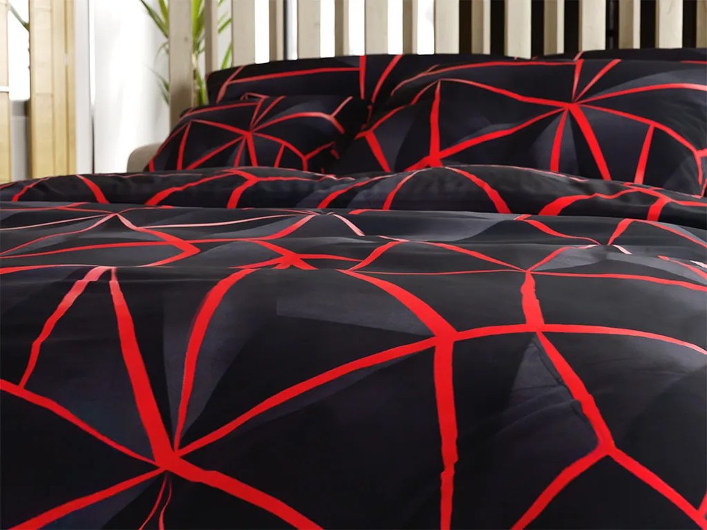 Pamut ágynemű PENELOPE PIROS fekete Ágyneműhuzat mérete: 70 x 90 cm | 140 x 200 cm
