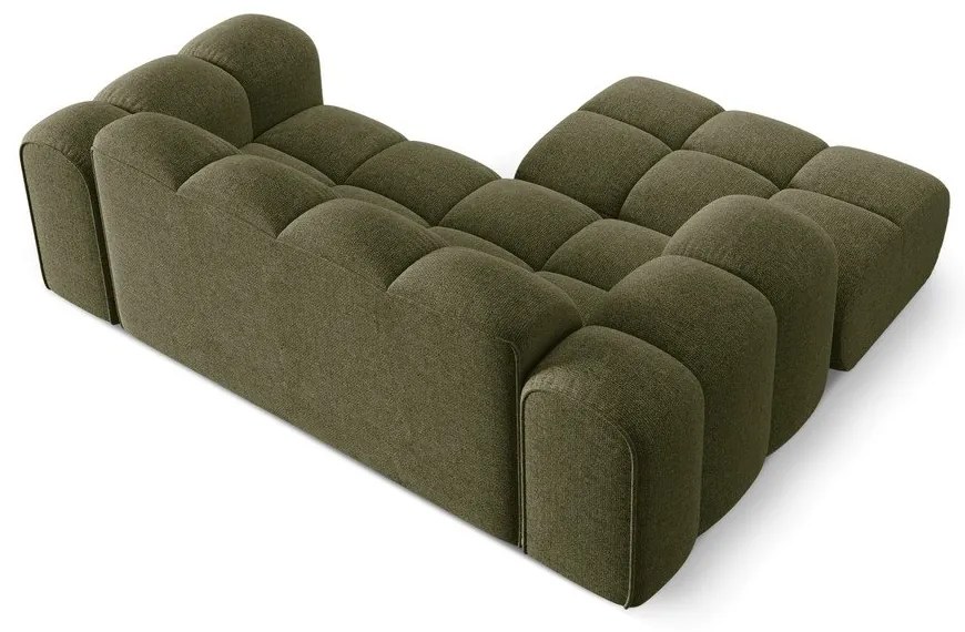 Zöld zsenília sarokkanapé (bal oldali-heverő résszel) Treno – Cosmopolitan Design