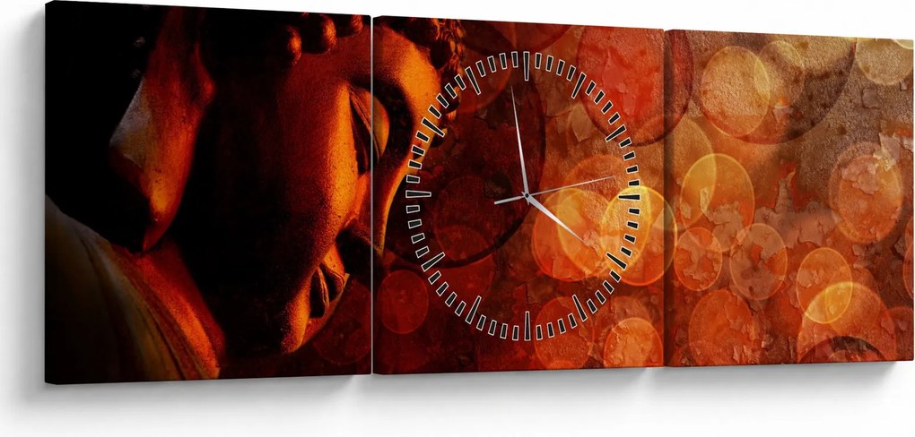 Kép - Buddha piros tónusokkal (órával) (90x30 cm)