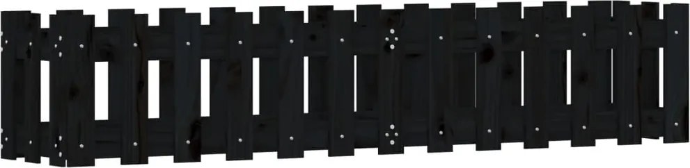 vidaXL fekete tömör fenyőfa kerti magaságyás kerítéssel 150x30x30 cm