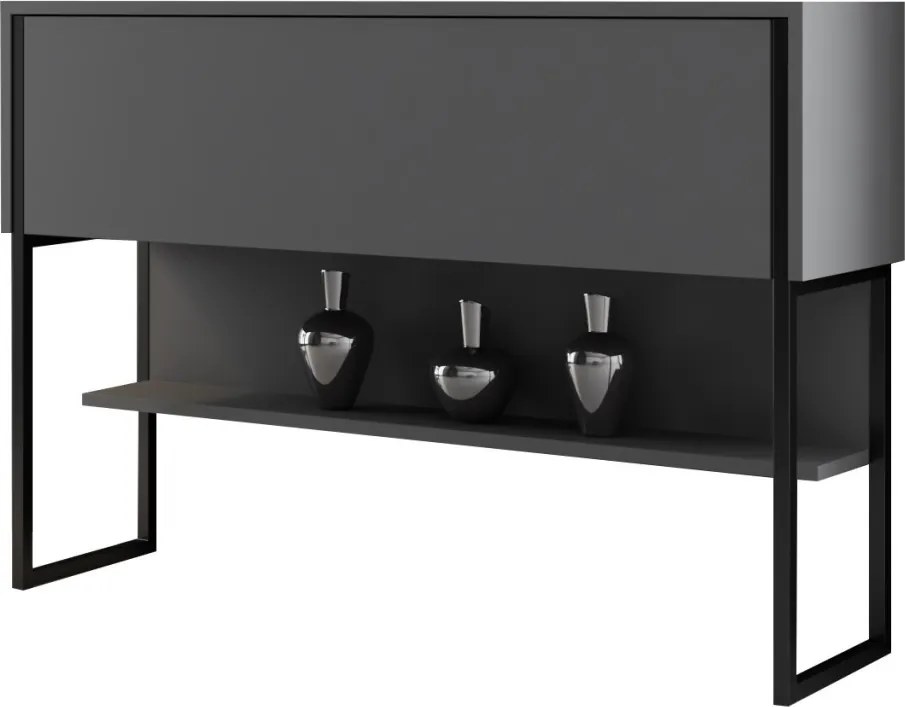 Komód, fekete-antracit, 120 cm