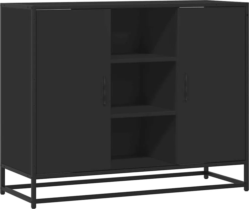 vidaXL fekete szerelt fa tálalószekrény 92 x 35 x 76 cm