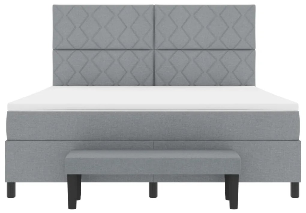 Világosszürke Box Spring Ágy Matrac &amp; Pad 180x200 cm Szövet