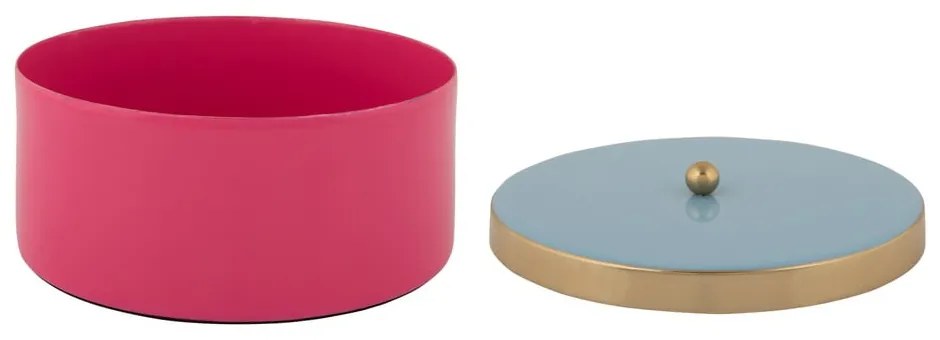 Rózsaszín dekoratív fém tárolódoboz ø 16x6 cm Double Funky – PT LIVING
