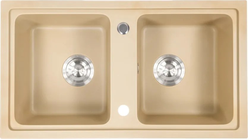 Tia szögletes két medencés gránit mosogató bézs