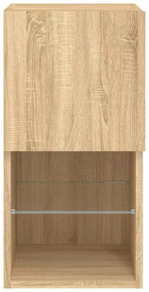 2 db sonoma tölgy színű TV-szekrény LED-lámpákkal 30,5x30x60 cm