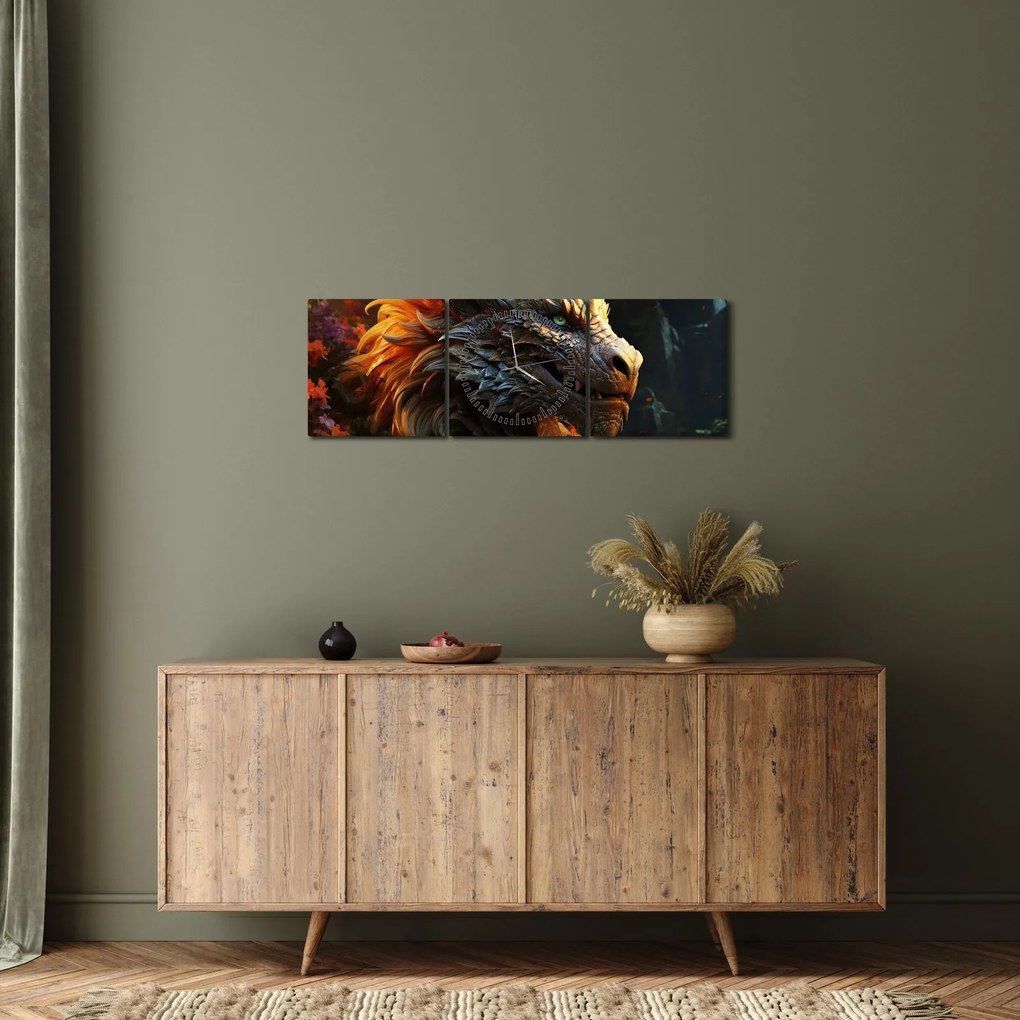 Kép - Sárkány (órával) (90x30 cm)