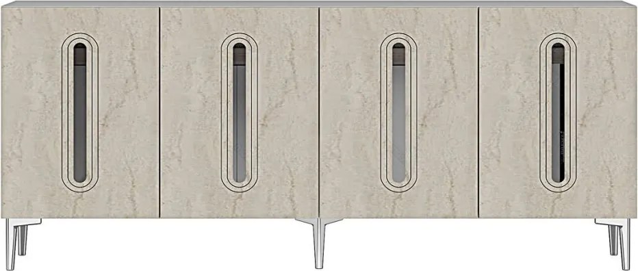 Rany 180 - White, Travertine, Silver